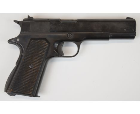 BBM Bruni 8mm blank firing pistol with chequered wooden grips and multi-shot magazine, NVSN PLEASE NOTE:- Before bidding plea