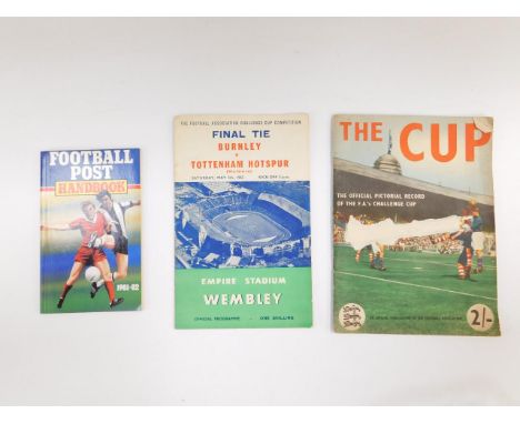 An FA Challenge Cup Final Tie official programme between Burnley and Tottenham Hotspur, Saturday May 5th 1962, together with 