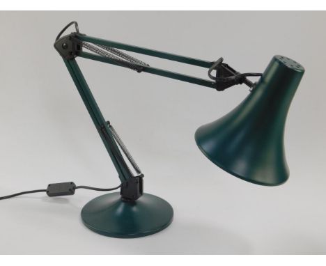 A green anglepoise table lamp, 62cm high.