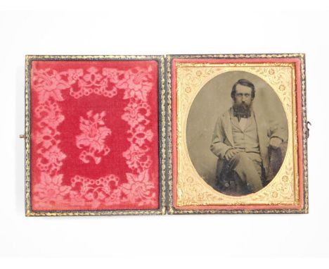 A Daguerreotype portrait of a gentleman, 9cm x 8cm. NB. This lot is sold on behalf of the Estate of  John Hewley Baines late 