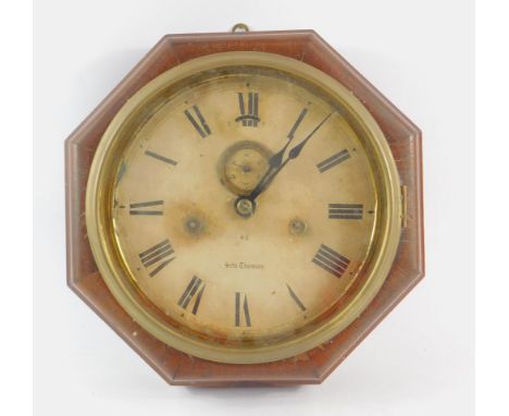 An American late 19thC mahogany cased octagonal wall clock, by Seth Thomas, Thomaston. Conn., USA, the dial bearing Roman num