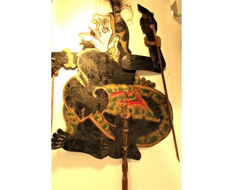 Wayang kulit shadow puppet , Semar.  64 x 30cm.  Mid 20th c. Notes: Semar&nbsp;is a character in Indonesian mythology who fre