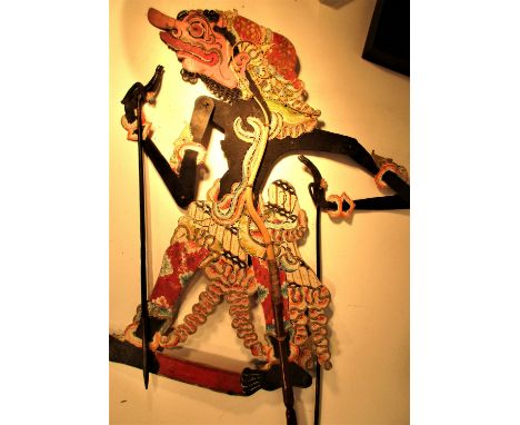 Wayang kulit shadow puppet. Baladewa.  75 x 30cm.  Mid 20th c. 