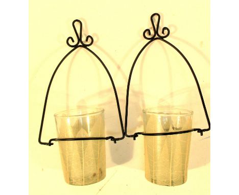 2x Metal and glass flower or night light hanging displays. 23cm. New 