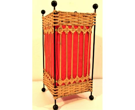 Table lamp shade. It does not have fittings for a light. Rattan and red cloth. 42 x 20cm. New 