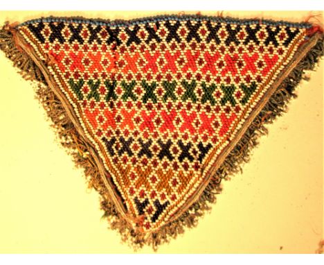 Bead amulet.  The amulet, usually triangular in shape is a significant religious symbol.  Fine bead works like is this mostly
