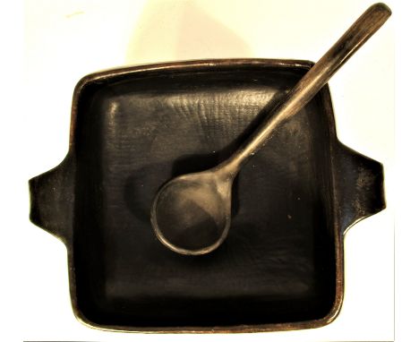 Black ceramic bowl with spoon. Lombok. 38 x 30 x 12cm. New 