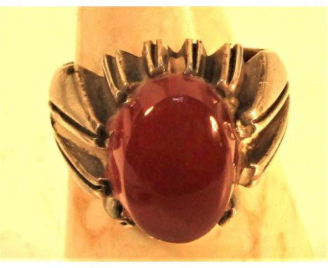 Cornelian stone on 925 silver setting ring. 