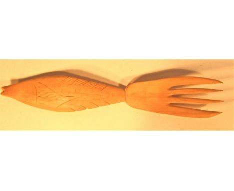 Wooden fork in form of fish. 15cm.  New 