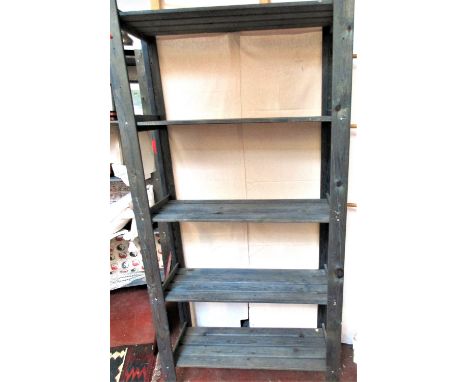 2x sets of adjustable wood shelf units. 5 shelves. 175 x 86 x 33cm. 