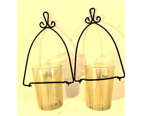 2x Metal and glass flower or nite light hanging displays. 23cm. New 