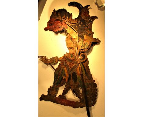 Wayang kulit shadow puppet. Wibisana. 75 x 30cm. Mid 20th c. 