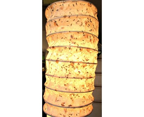 Lamp shade of handmade paper detailed with flower petals and bamboo. 56 x 30cm. New  