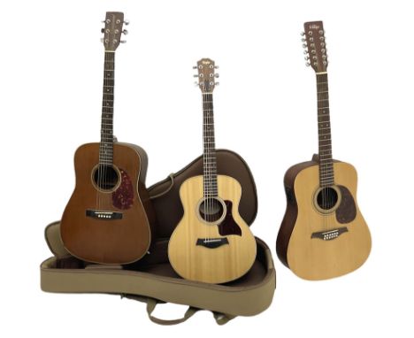 Vintage electro-acoustic guitar L98cm, Tanglewood electro-acoustic guitar with cedar top L101cm and a Taylor GS mini small or