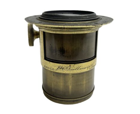 19th century Dallmeyer & Co. London brass lantern projection lens with rack and pinion focussing, serial no.14833 D5cmConditi