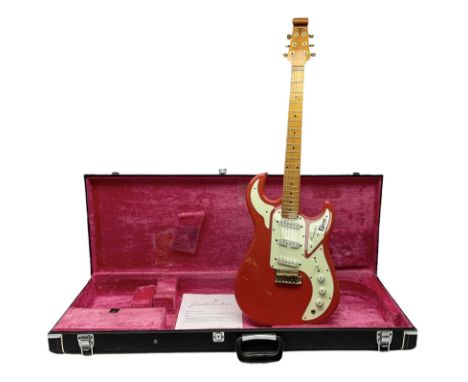 Burns Club Series Marquee electric guitar in fiesta red with maple fretboard; serial no.2002491 L100cm; in hard case with Gui