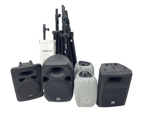 Wharfedale Pro Titan 12 speaker, pair of Wharfedale pro titan 8 speakers, Skytec SP1000 speaker, img stage line PAB-110 MK2 s