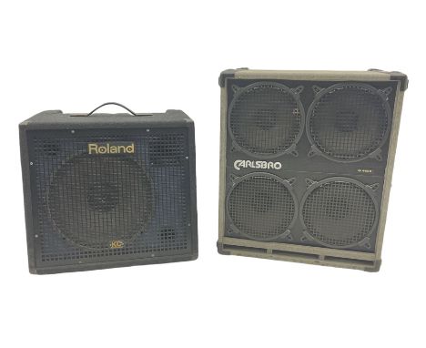 Roland KC550 keyboard amplifier serial no.ZS00651 L59cm; and a Carlsbro 4 x 10 speaker (2)Condition Report:Well used and grub