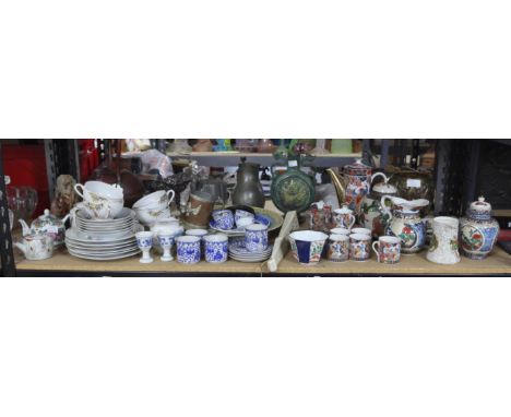 Japanese egg shell porcelain tea service, a Japanese coffee service in Imari colours, fans and other Oriental ceramics and co