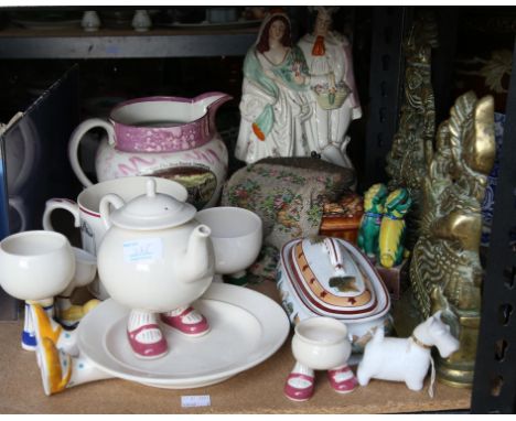 19th century Sunderland lustre jug, "The Sailors Farewell" "Newbridge", Staffordshire flatback, Carlton Ware Walking Ware par