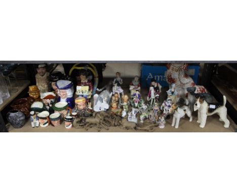 Collection of figurines and character jugs, including Royal Doulton, a Lladro figure of a lady, Hummel figures, Coopercraft, 