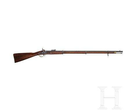 Enfield Pattern 1853 Rifle Musket, italienischer Nachbau  Runder, brünierter, gezogener Lauf mit blanker Seele. Länge 99 cm. 