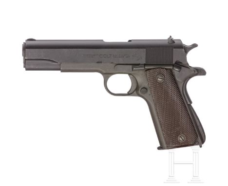 Colt Mod. 1911 A 1  Kal. .45 ACP, Nr. 2101816, blanker Lauf, Länge 5". Siebenschüssig. Deutscher Beschuss 1978. Fertigung 194