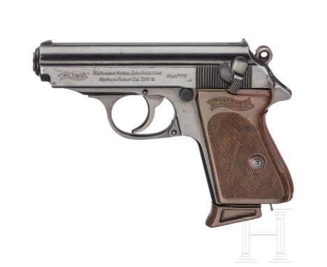 Walther PPK, ZM  Kal. 7,65 mm Brown., Nr. 346263 k, nummerngleich. Blanker Lauf. Siebenschüssig. Beschuss Adler/N. Fertigung 