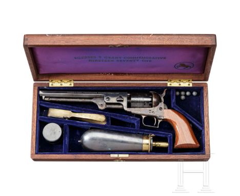 Perkussionsrevolver Colt Mod. 1851 Navy, Ulysses S. Grant Commemorative, USA, um 1970  Kal. .36 BlackPowder, Nr. 3372 USG, bl