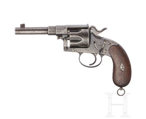 Reichsrevolver Mod. 1883, Erfurt, 1893  Kal. 10,6 mm DtOrd., Nr. 7083a, nummerngleich inkl. Schrauben. Blanker Lauf. Sechssch