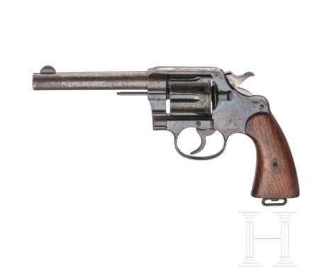 Colt New Service  Kal. .455 Eley, Nr. 96101, blanker Lauf, Länge 5½". Sechsschüssig. Britischer Beschuss. Fertigung 1916. Auf