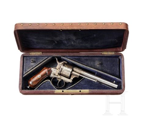 Lefaucheuxrevolver Rolland & Renault à Paris, Frankreich, um 1865  Kal. 11mm Lefaucheux, Nr. keine/no, runder 155 mm Lauf mit
