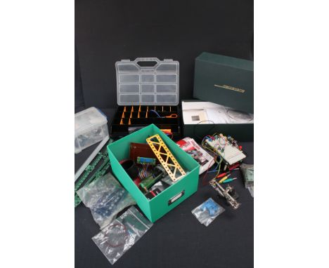 Quantity of various Construction building accessories and parts to include Marklin, switches, tools, screws etc. Part of the 