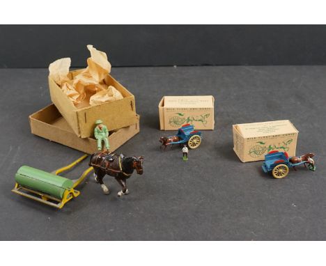 Two early Britains Farm series boxed Milk Float &amp; Horse in OO Guage together with a Charben's series Horse &amp; Roller s