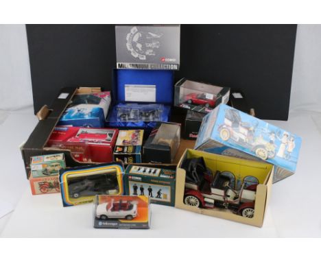 14 Boxed diecast / tin plate models to include Schuco Old Timer 1229, Corgi Millennium Collection 80107 Fowler B6 Super Lion 