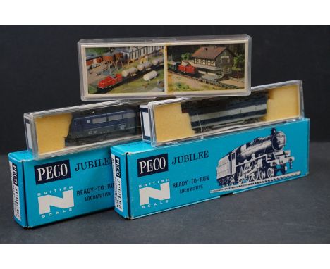 Five boxed / cased N gauge locomotives to include 2 x Peco Jubilee NL-21, Arnold Rapido 0244, and 2 x Lima (206 &amp; 207) 