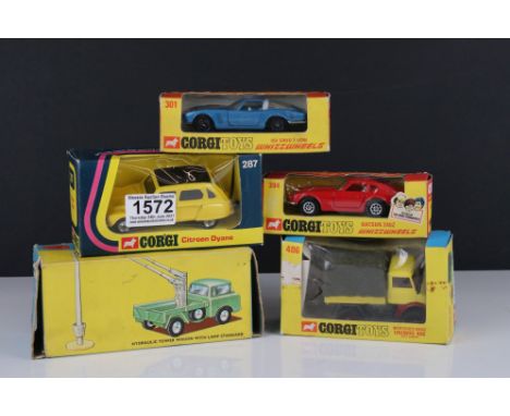 Five boxed Corgi diecast models to include Gift Set 14 Hydraulic Tower Wagon with Lamp Standard and figure (tatty box), 287 C