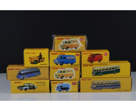 10 Boxed Atlas Editions Dinky diecast models to include 465 Morris Commercial Van Capstan, 482 Bedford Dinky Toys Van x 2, 48