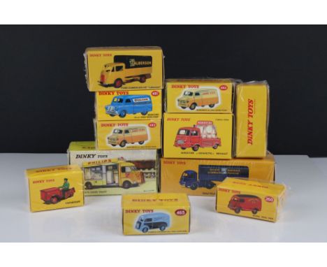 10 x Dinky Atlas Editions commercial related diecast models to include 25JJ Ford Camion Bache "Calberson", 32AB Tracteur Panh