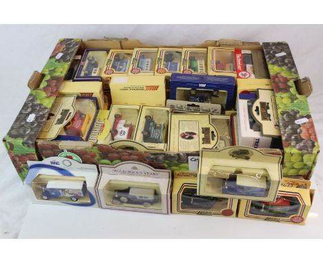 Approx. 60+ Lledo diecast models to include 57001 1939 Ford Tanker, 11019 Horse Drawn Removal Van, 1907 Rolls Royce Silver Gh