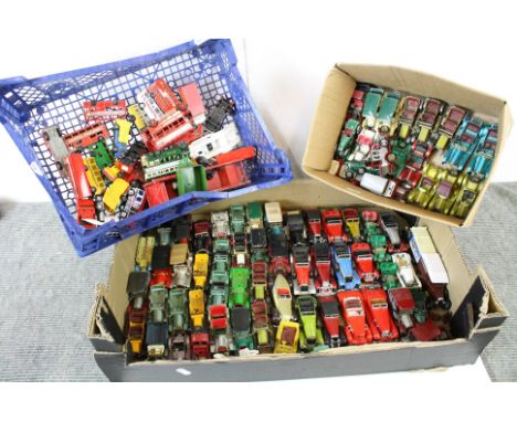 Approx. 60 + diecast models to include Corgi Fire Engine, Matchbox Rolls Royce, Lledo, etc (2 boxes) 