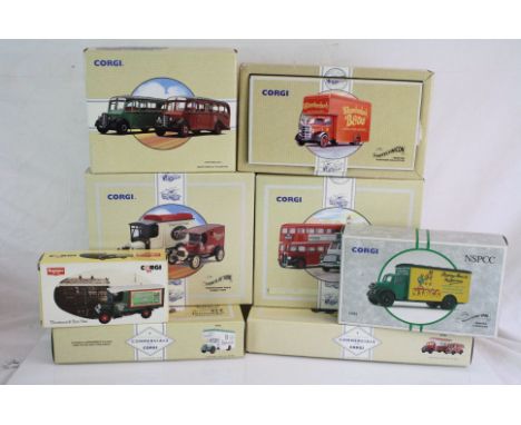 Eight boxed Corgi commercial related diecast models to include 96995 Ian Allan Publishing, 97085 Bedford, 97078 Bedford OB's,