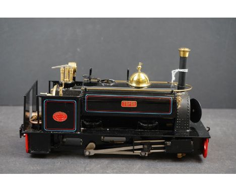 Finescale Engineering Co O Gauge Live Steam 0-4-0 Saddle Tank Locomotive 'Topsy' in black livery, with brass and metal parts,