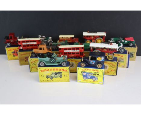 A collection of 14 x boxed Matchbox models of yesteryear to include Y-9 Fowler 'Big Lion' Showman's engine, YY065/SD 1928 Aus