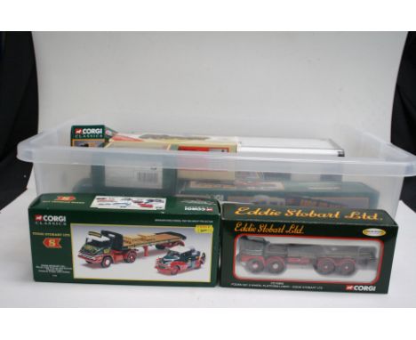 11 x Boxed and cased Corgi Eddie Stobart diecast models to include 11001 ERF KV 8 Wheel Dropside Lorry, 97327 Atkinson 8 Whee