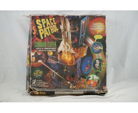 Boxed Mattel Space Patrol Command Center playset, appearing complete but unchecked, tatty box 