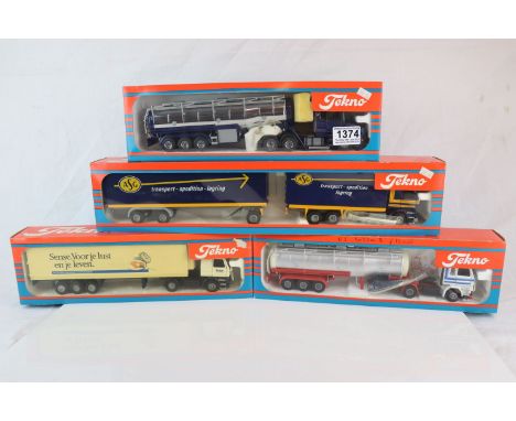 Four boxed 1:50 scale Tekno commercial diecast models, models in VG condition, boxes vary 