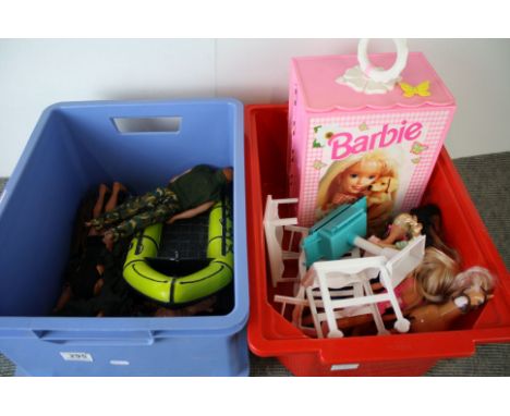 10 x Mattel Inc Barbie and Kelly with baby pony dolls, wardrobe carry case, clothing and accessories plus 3 x  playworn Palit
