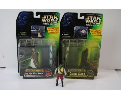 Star Wars - Two carded Kenner Star Wars The Power of the Force action figures to include Darth Vader and Obi-Wan Kenobi, with