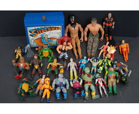 30 x Circa 80's - 90's playworn action figures to include LJN Thundercats, Kenner The Real Ghostbusters, Hasbro Action Man, e